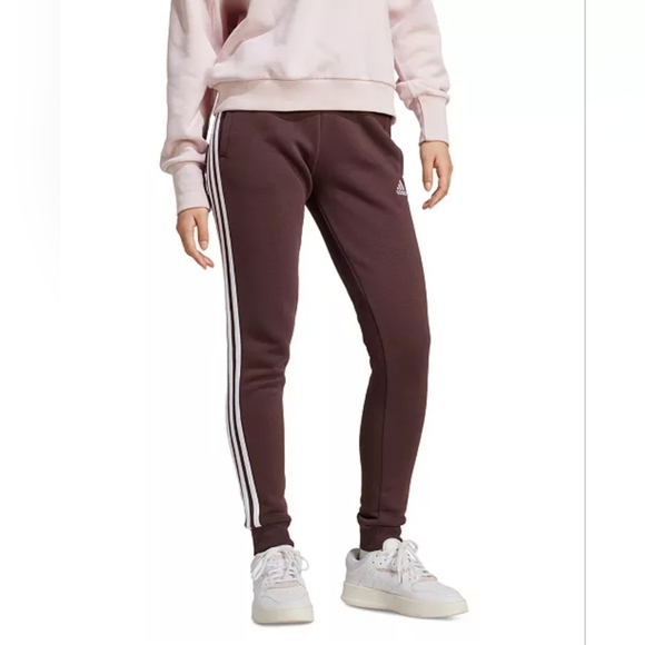 $50 adidas Womens Essentials 3-Stripe Fleece Sweatpant Jogger - Picture 1 of 12